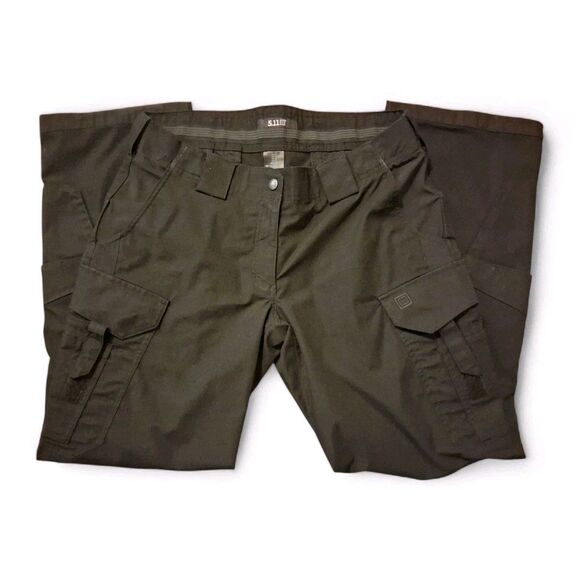 5.11 Tactical Black Pants Size 14 Cargo Rip Stop Double Knee Utility Work Wear - Picture 2 of 9
